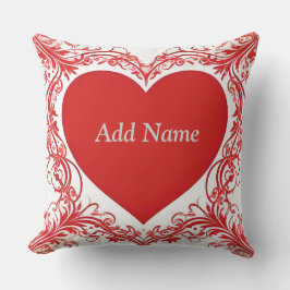 Almofada Moldura Floral Coração Vermelho Amor Romântico Per