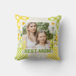 Almofada Moldura para Foto Floral e Xadrez Dia das Mães