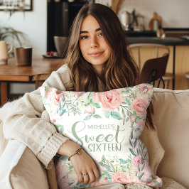 Almofada Molhação Floral Cor de Água Rosa Esbranquiçada 16