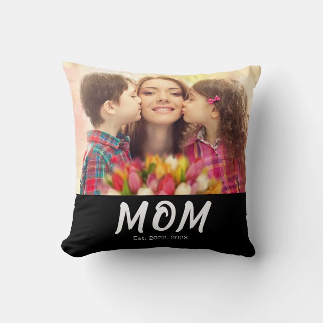 Almofada Mom Established Elegant Bold Font Black Photo (Frente)