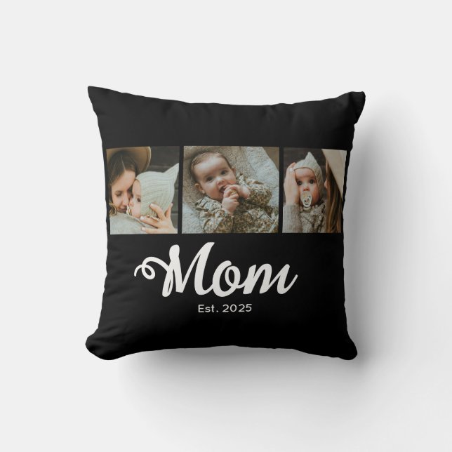 Almofada Mom Established Modern Bold Script Black 3 Photo (Frente)