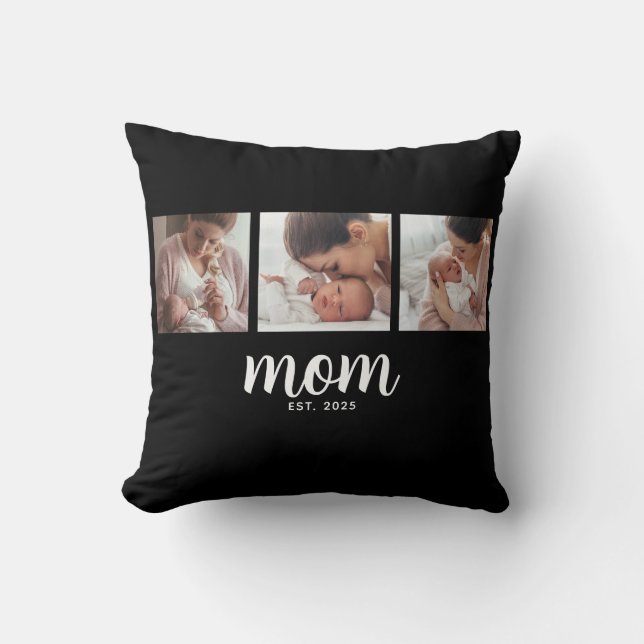 Almofada Mom Established Modern Script Black 3 Photo (Frente)