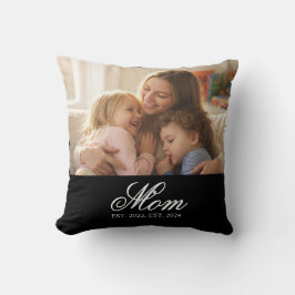 Almofada Mom Established White Elegant Script Photo