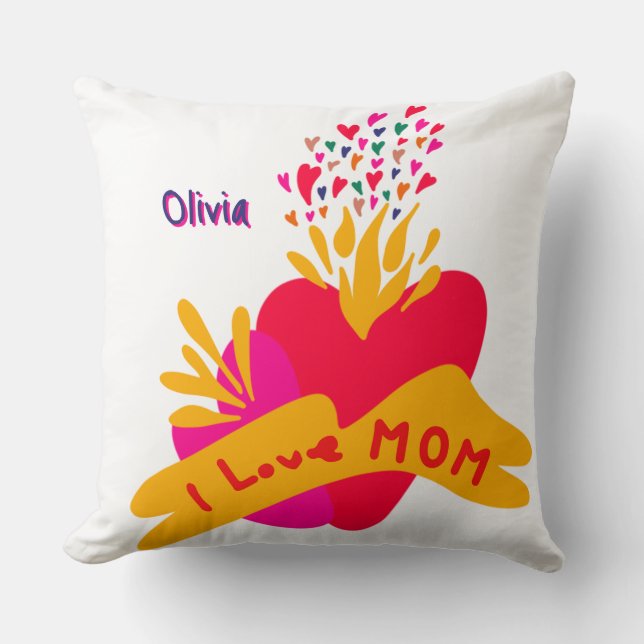 Almofada Mom with colorful hearts (Frente)