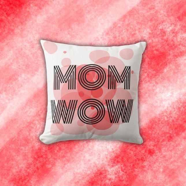 Almofada MOM WOW preto em vermelho | (Criador carregado)