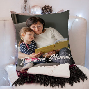 Almofada momentos de tesouro Foto de tipografia simples