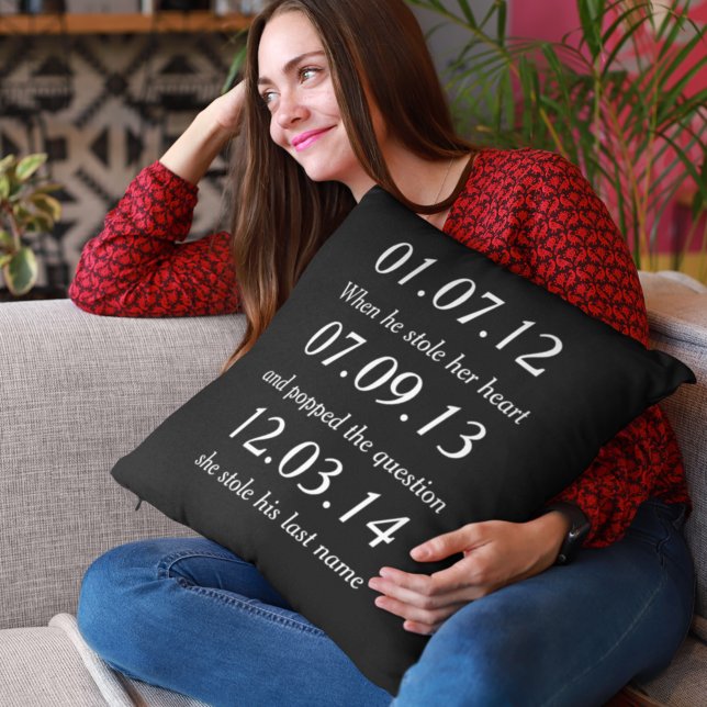 Almofada Momentos Românticos Datas Personalizadas Casamento (Criador carregado)
