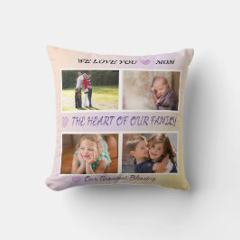 Almofada Mom's Blessing - 4 Photo Pastel Heart Tribute