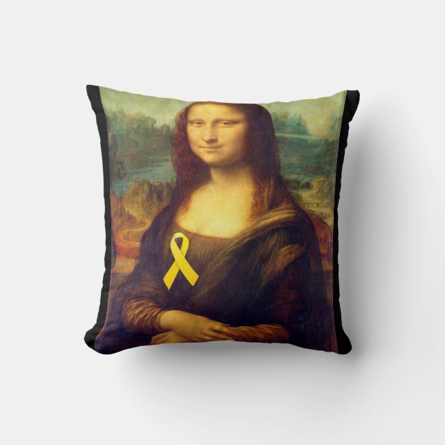 Almofada Mona Lisa Com Fita Amarela (Frente)