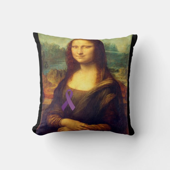 Almofada Mona Lisa Com Fita Roxa (Frente)