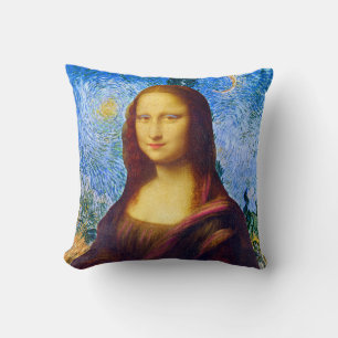 Almofada Mona Lisa e Van Gogh