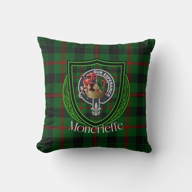 Almofada Moncrieffe Scottish Clan Tartan & Crest (Frente)