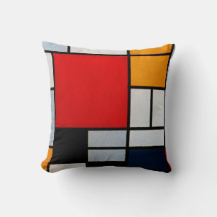 Almofada Mondrian - Composição com Plano Vermelho Grande