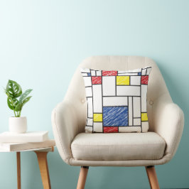 Almofada Mondrian Rabiscos Minimalista Arte Moderna De Stij