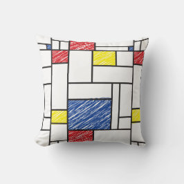 Almofada Mondrian Scribbles Minimalista De Stijl Arte Moder
