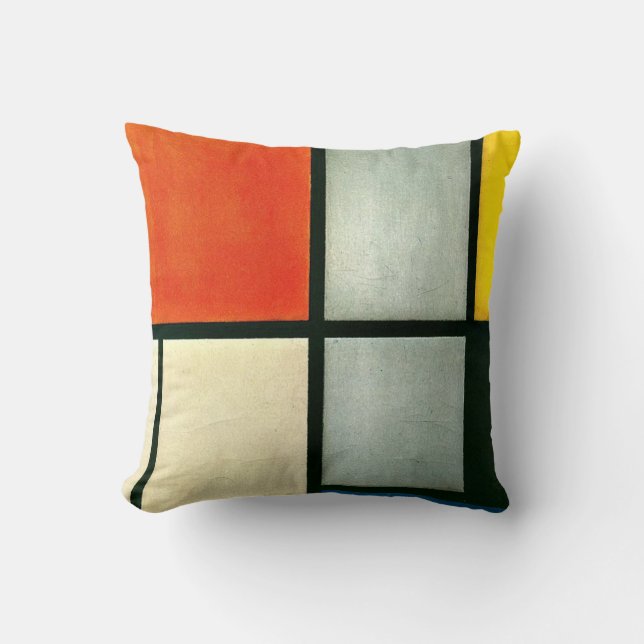 Almofada Mondrian - Tableau 3 com Laranja-Vermelho, Amarelo (Frente)