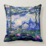 Almofada Monet-Água-Lírios de Claude<br><div class="desc">Obra-prima das belas artes por Claude Monet (1840 - 1926) que caracteriza seus Água-Lírios populares da pintura de paisagem baseados em variedades de azul, de verde e de roxo. Faz um travesseiro elegante para fãs de Claude Monet.</div>