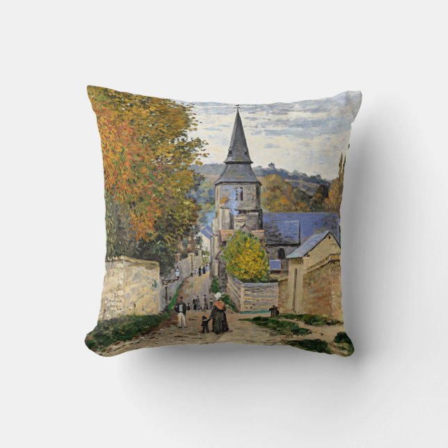 Almofada Monet - Street em Sainte-Adresse, belas artes, (Frente)