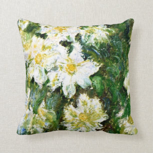 Almofada Monet - White Clematis, famosa pintura floral