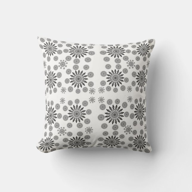 Almofada ​Monochrome Mandala Symphony: Modern Geometric Pat (Frente)