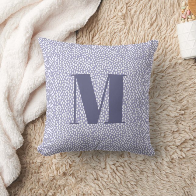 Almofada Monogram Blue Simple Painted Dots Pattern (Cobertor)