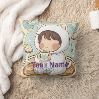 Almofada Monogram Cat Pillow Cozy Reading Nook Decor