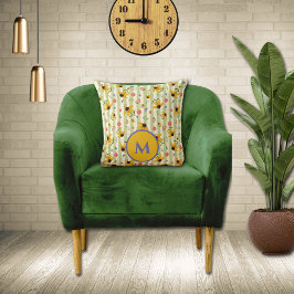 Almofada Monogram Coneflower Butterfly Floral Patterned 