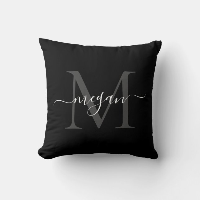 Almofada Monogram Cushion - Add your Name - Black/White (Frente)