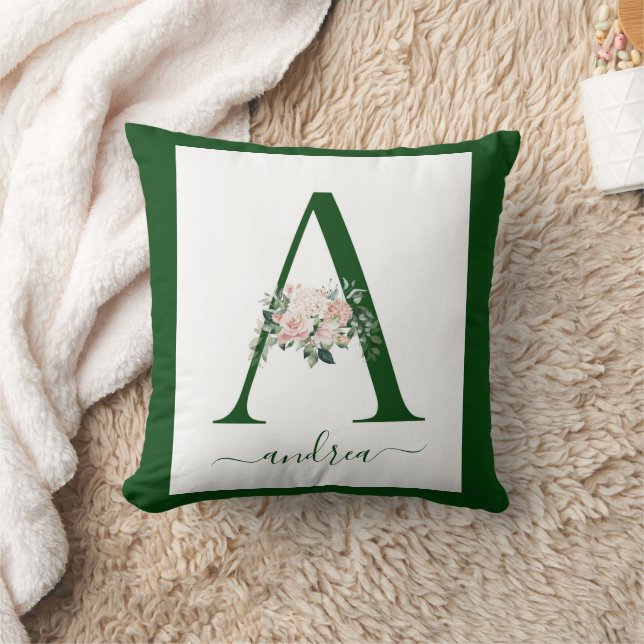 Almofada Monogram Floral Letter A (Cobertor)