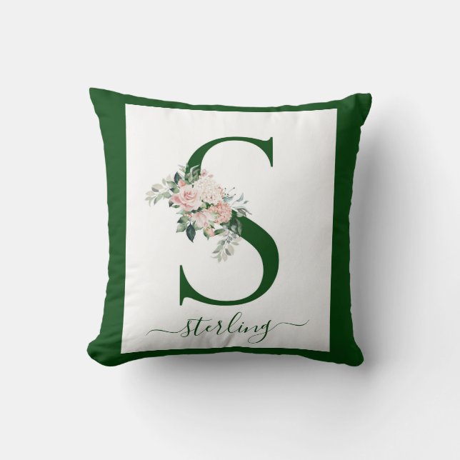 Almofada Monogram Floral Letter S (Frente)