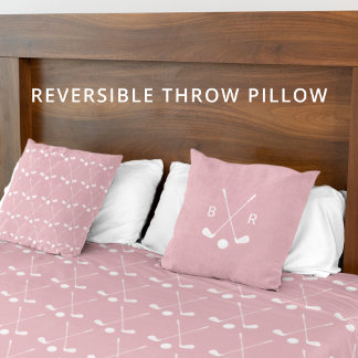 Almofada Monogram Golf Club Pattern Pink Reversible Modern