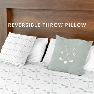 Almofada Monogram Golf Club Pattern Sage Reversible Modern