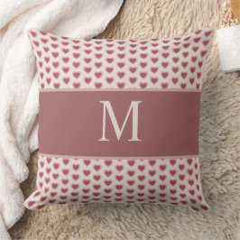 Almofada Monogram Retro Hearts Pink Burgundy