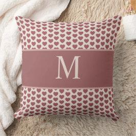 Almofada Monogram Retro Hearts Pink Burgundy