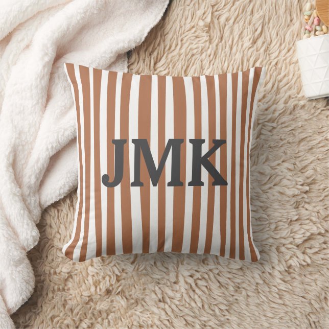 Almofada Monogram Terracotta Modern Stripes Minimalist  (Cobertor)
