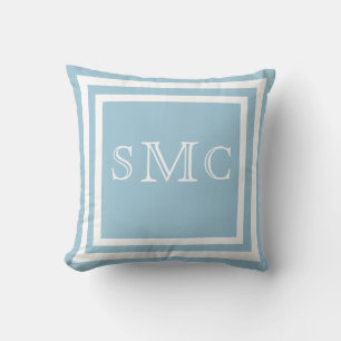Almofada MONOGRAM travesseiro azul-claro plano sólido