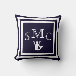 Almofada MONOGRAM travesseiro azul-escuro sólido