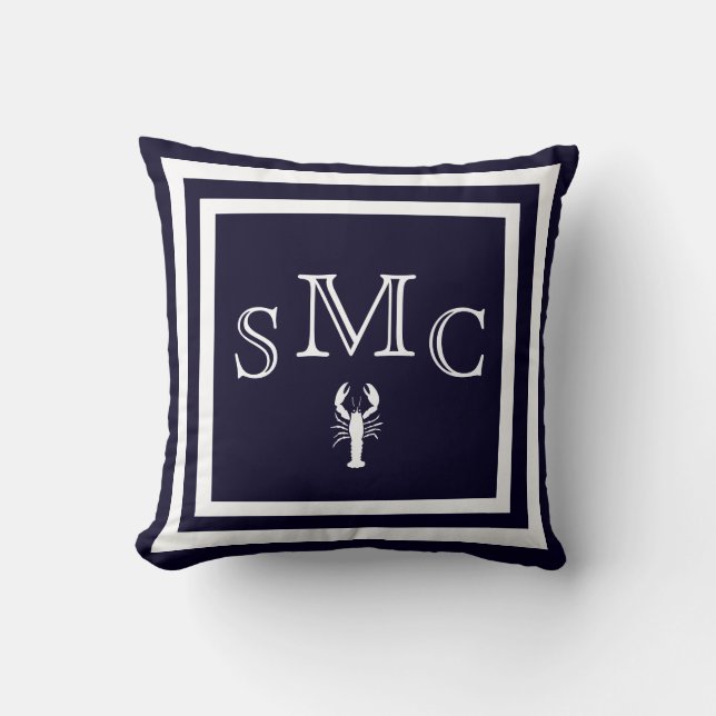 Almofada MONOGRAM Travesseiro liso azul escuro sólido (Frente)