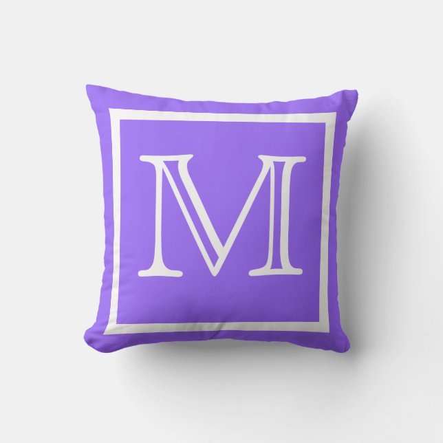 Almofada MONOGRAM travesseiro roxo brilhante cor sólida (Frente)