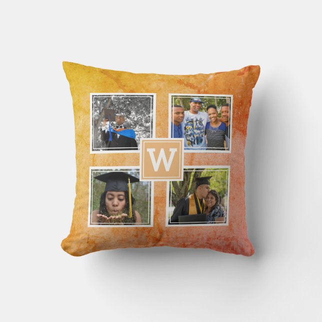 Almofada Monograma 4 Modelo de Fotografia Amarelo Moderno (Frente)