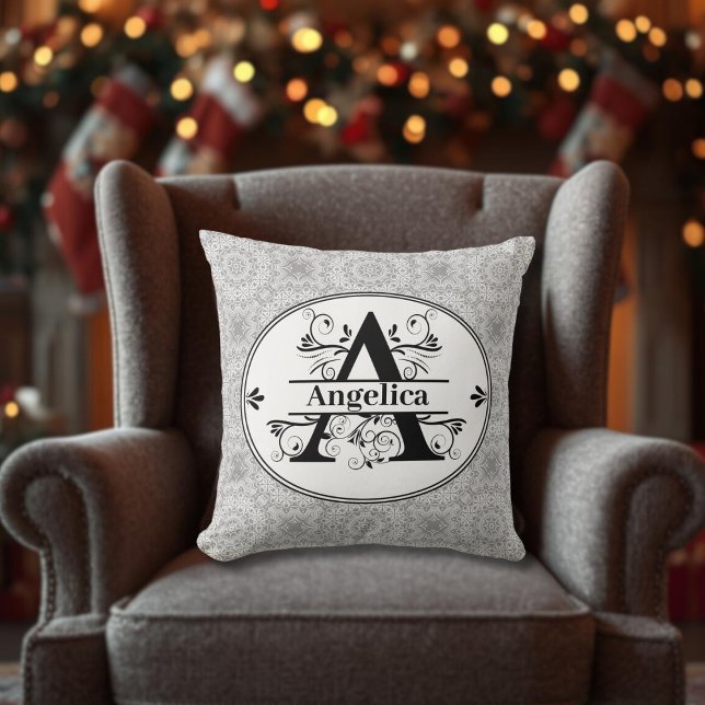 Almofada Monograma A Travesseiro decorativo (Monogram A Throw Pillow)