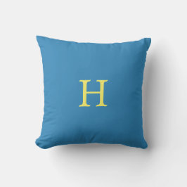 Almofada Monograma Amarelo em Azul Turquesa