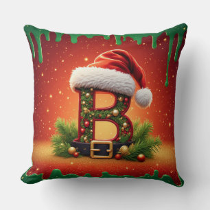 Almofada Monograma B Com Charme de Férias de Natal 🎅