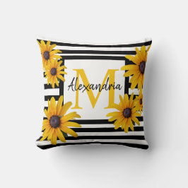 Almofada Monograma Black Eyed Susan Yellow Black Stripe