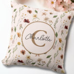 Almofada Monograma bonito de Blush Botânico Rosa<br><div class="desc">Elegante Travesseiro decorativo Incolor De Blush Floral,  Cor-De-Rosa</div>