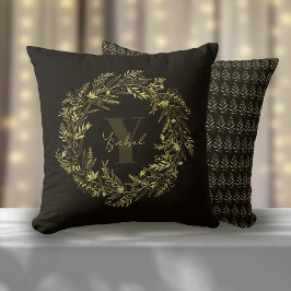 Almofada Monograma Botânico Dourado Letra Y