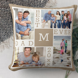 Almofada Monograma branco Beige de Colagem de Fotografias d