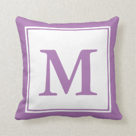 Almofada Monograma branco e Lavanda simples