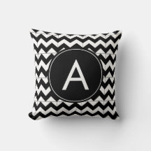 Monograma Chevron Preto e Branco Moderno