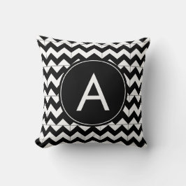 Almofada Monograma Chevron Preto e Branco Moderno